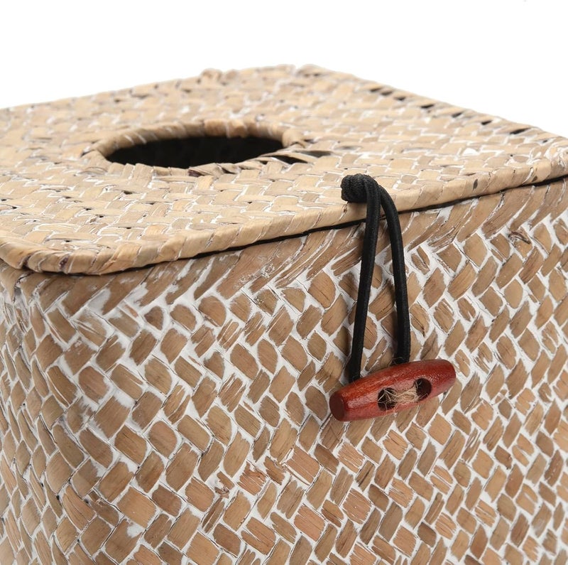 DECRAFTS Seagrass Square Tissue Box Cover Woven Napkin Holder Decorative for Bathroom Farmhouse (Whitewash, 5.5 x 5.5 x 5.5 Inch) - Image 4